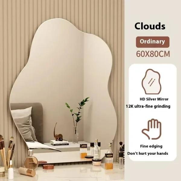 Nordic Irregular LED Mirror Bathroom Wall Living Room Small Light Aesthetic Funky Mirror Bedroom Minimalist Lustro Home Decor 5