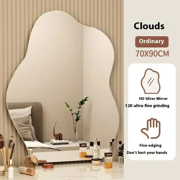 Nordic Irregular LED Mirror Bathroom Wall Living Room Small Light Aesthetic Funky Mirror Bedroom Minimalist Lustro Home Decor 6