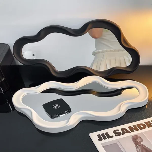 Cloud Shaped Desktop Dressing Mirror ABS Irregular Home Hanging Simple Wall-Mounted Makeup Mirror French Decorative Mirror 2