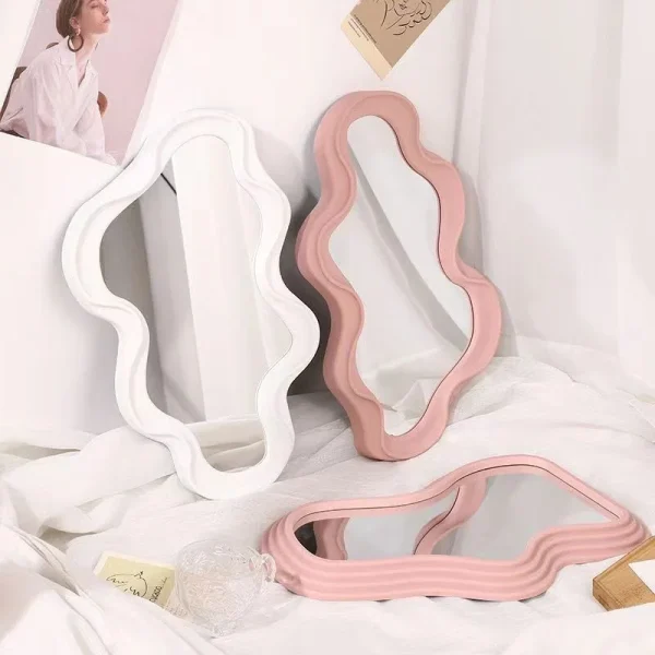 Cloud Shaped Desktop Dressing Mirror ABS Irregular Home Hanging Simple Wall-Mounted Makeup Mirror French Decorative Mirror 3
