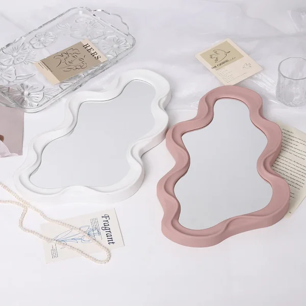 Cloud Shaped Desktop Dressing Mirror ABS Irregular Home Hanging Simple Wall-Mounted Makeup Mirror French Decorative Mirror 4