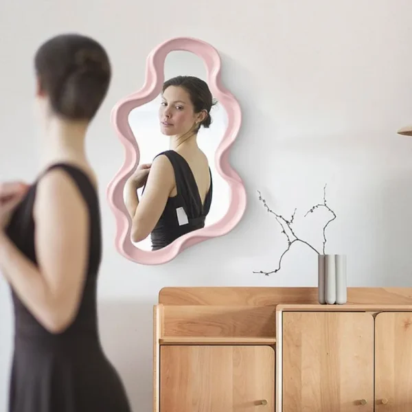 Cloud Shaped Desktop Dressing Mirror ABS Irregular Home Hanging Simple Wall-Mounted Makeup Mirror French Decorative Mirror 6
