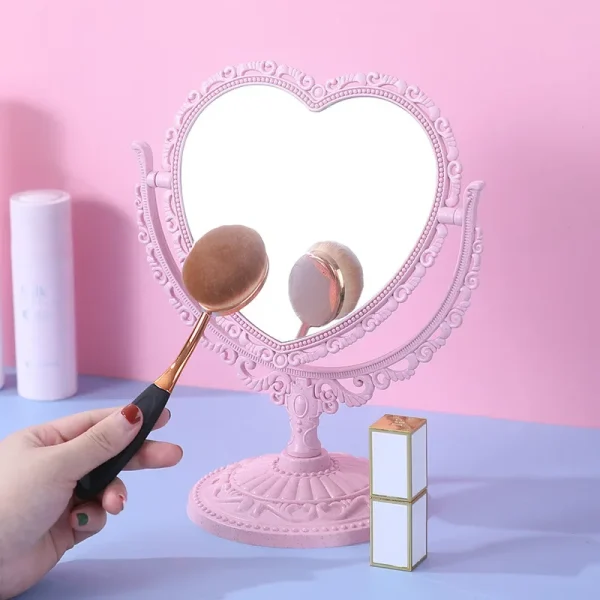 Retro Decorative Mirrors Desktop Makeup Mirror Heart Double Sided Beauty Dressing Mirror Bedroom Home Decoration 4