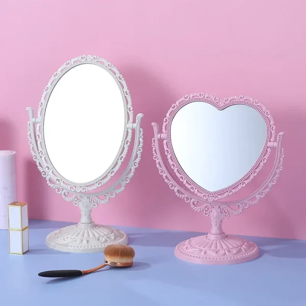 Retro Decorative Mirrors Desktop Makeup Mirror Heart Double Sided Beauty Dressing Mirror Bedroom Home Decoration 5