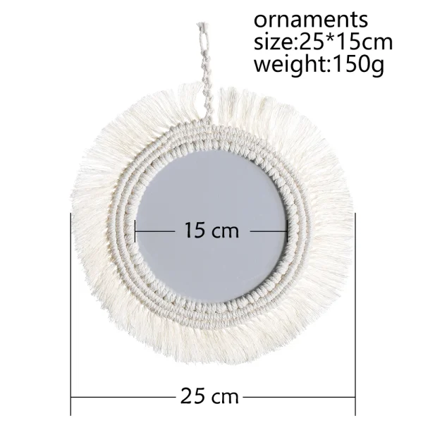 Decorative Mirrors Wall Decor Macrame Round Mirror Boho Home Decor Mirrors for Bedroom Living Room Bathroom Baby Room Decoration 5