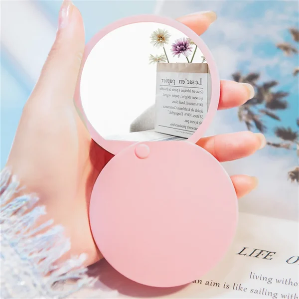 Round Portable Cosmetic Mirror Sliding Folding Mirror Girls Carry-on Small Round Mirror Handle Unbreakable Compact Vanity Mirror 1