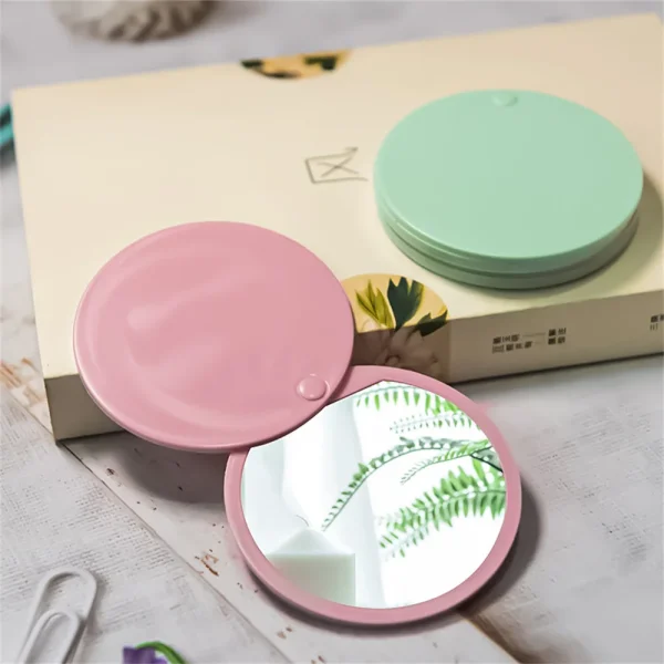 Round Portable Cosmetic Mirror Sliding Folding Mirror Girls Carry-on Small Round Mirror Handle Unbreakable Compact Vanity Mirror 2