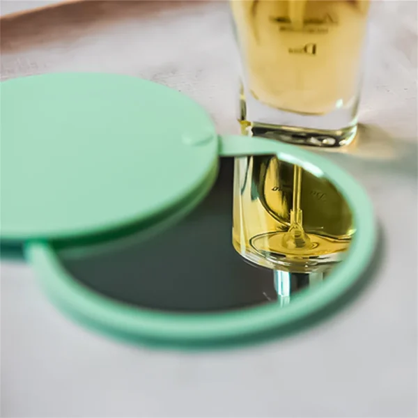 Round Portable Cosmetic Mirror Sliding Folding Mirror Girls Carry-on Small Round Mirror Handle Unbreakable Compact Vanity Mirror 3
