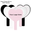 Custom Logo Personalized Heart Shape Handle Mirrors Pink Black White Hand Held Mirror Wig Specilist Lash Artist Makeup Tools 1