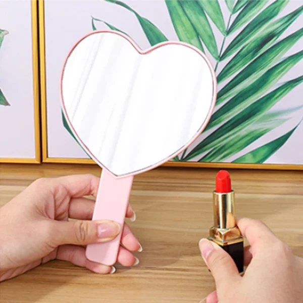 Custom Logo Personalized Heart Shape Handle Mirrors Pink Black White Hand Held Mirror Wig Specilist Lash Artist Makeup Tools 3