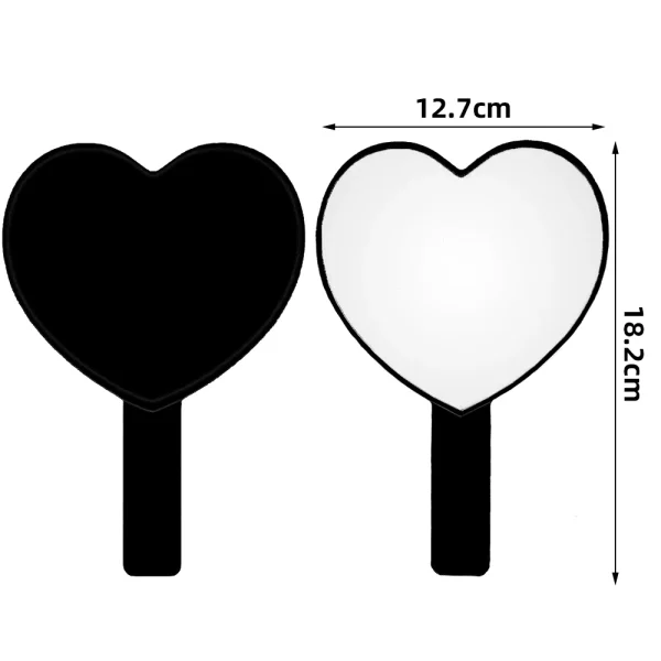 Custom Logo Personalized Heart Shape Handle Mirrors Pink Black White Hand Held Mirror Wig Specilist Lash Artist Makeup Tools 4
