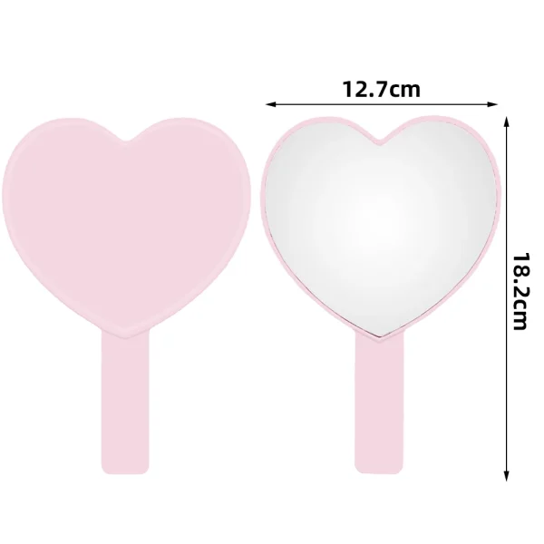 Custom Logo Personalized Heart Shape Handle Mirrors Pink Black White Hand Held Mirror Wig Specilist Lash Artist Makeup Tools 5