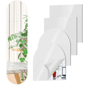 4PCs 3D Mirror Wall Stickers Self-adhesive Mirror Stickers Thicken 2mm Flexible DIY Art Acrylic Mirror Living Room Decoration 1