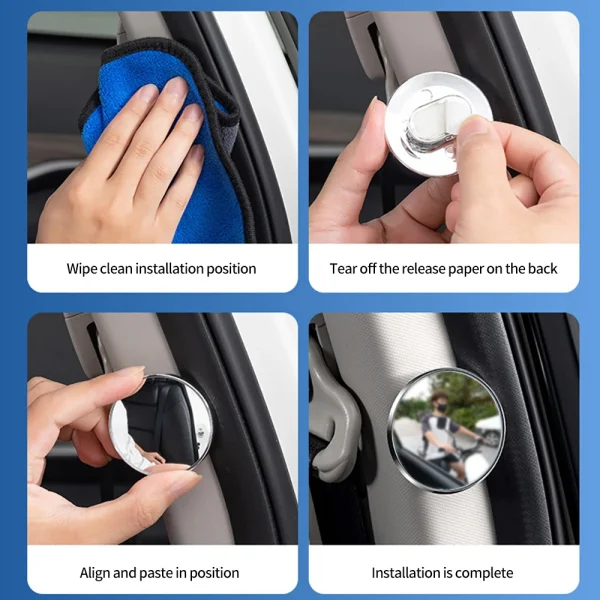 360 Degree Car Blind Spot Rear View Mirror Wide Angle Adjustable Small Round Mirror Car Reverse Auxiliary Rearview Convex Mirror 4