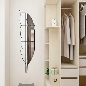 Feather mirror wall sticker 6 pieces three-dimensional mirror wall sticker porch fitting room mirror sticker decoration 1