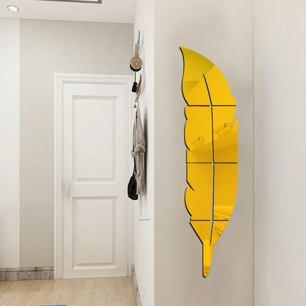Feather mirror wall sticker 6 pieces three-dimensional mirror wall sticker porch fitting room mirror sticker decoration 4
