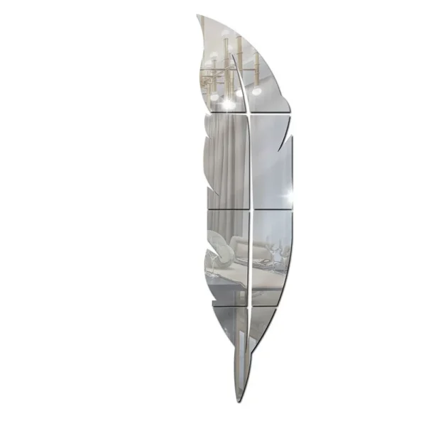 Feather mirror wall sticker 6 pieces three-dimensional mirror wall sticker porch fitting room mirror sticker decoration 6