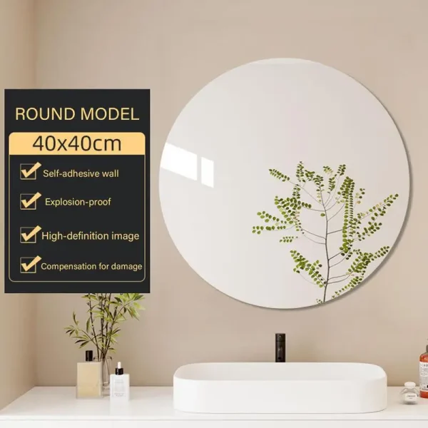 Round HD  Makeup Mirror Stickers for Walls Bathroom Adhesive Bathroom Vanity Mirrors Wall-Mounted Mirrors for Make Up Waterproof 3