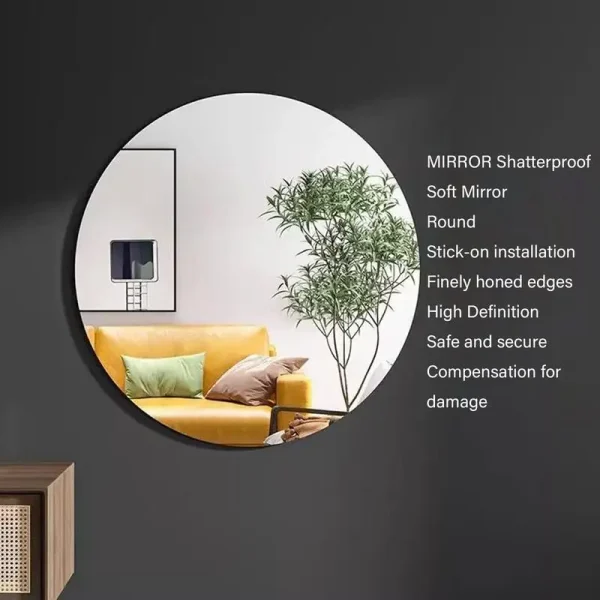 Round HD  Makeup Mirror Stickers for Walls Bathroom Adhesive Bathroom Vanity Mirrors Wall-Mounted Mirrors for Make Up Waterproof 5