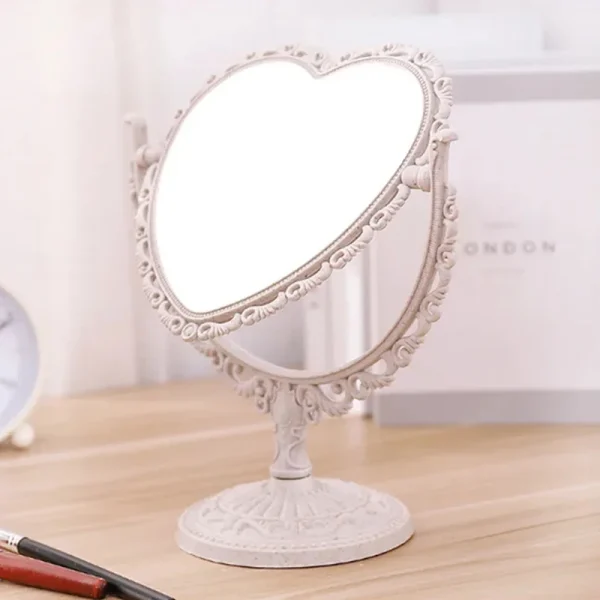 Desktop Makeup Mirror Heart Shape Makeup Vanity Portable Double-side Vanity Mirror Hand Mirror Cosmetic Compact Mirror for Women 2
