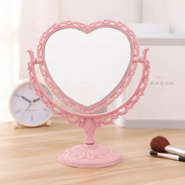 Desktop Makeup Mirror Heart Shape Makeup Vanity Portable Double-side Vanity Mirror Hand Mirror Cosmetic Compact Mirror for Women 6