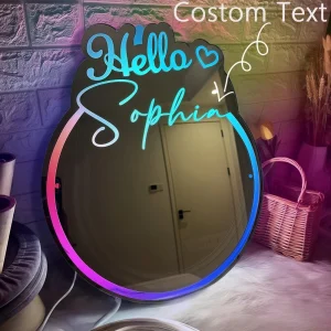 Personalized Name Mirror LED Light Custom Name Makeup Mirror Lamp Girls Room Dressing Table Decor Girl Birthday Chirstmas Gift 1
