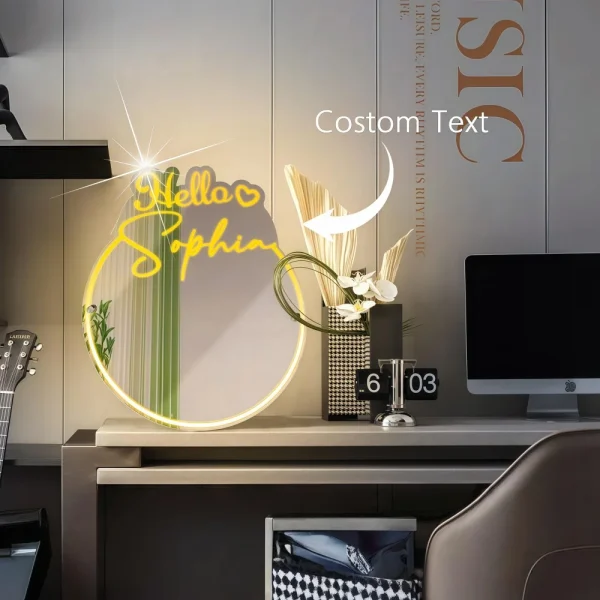 Personalized Name Mirror LED Light Custom Name Makeup Mirror Lamp Girls Room Dressing Table Decor Girl Birthday Chirstmas Gift 6