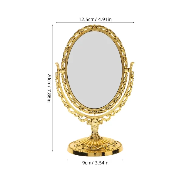 Rotation Makeup Mirror Vanity Vintage Rotating Oval with Frame Golden Abs  European Desktop Makeup Mirror Double Side Mirror 6