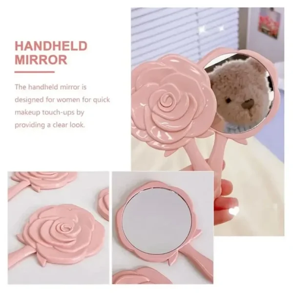 3D Stereo Retro Rose Flower Shape Cosmetic Makeup Mirror Compact Hand Mirror Girl Birthday Gifts 3