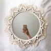 Boho Wall Mirror Decor Round Macrame Hanging Wall Art Decoration for Bedroom Nursery Living Room Apartment Office Entryways Home 1