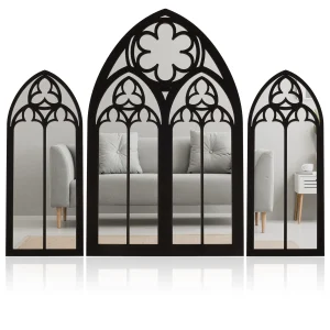 3pcs Gothic Wall Mirrors room decoration Vintage Cathedral Arch Frame mirror wall sticker with Hanging Ring for home for Bedroom 1