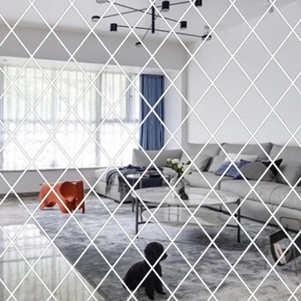 58/116Pcs 3D Mirror Wall Sticker DIY Diamond Triangles Acrylic Wall Stickers Self Adhesive Wall Decal for Living Room Home Decor 1