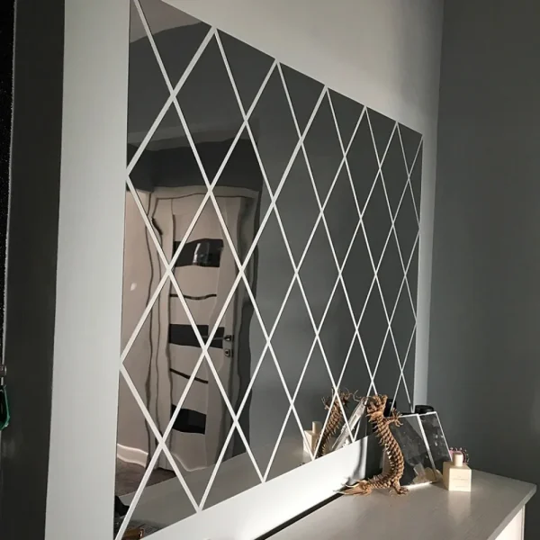 58/116Pcs 3D Mirror Wall Sticker DIY Diamond Triangles Acrylic Wall Stickers Self Adhesive Wall Decal for Living Room Home Decor 2