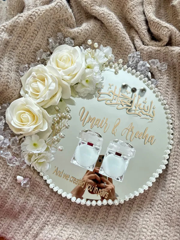 Ring plate accessories: acrylic mirror plate, ring box, decorative pearls—perfect for weddings, teen gift parties, and birthdays 1