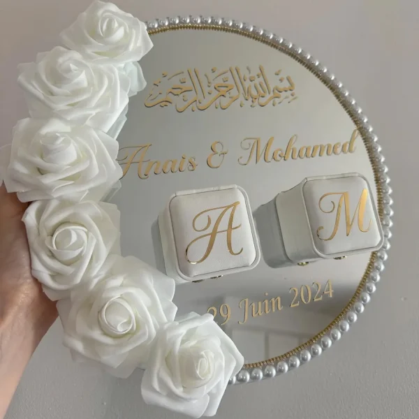 Ring plate accessories: acrylic mirror plate, ring box, decorative pearls—perfect for weddings, teen gift parties, and birthdays 3