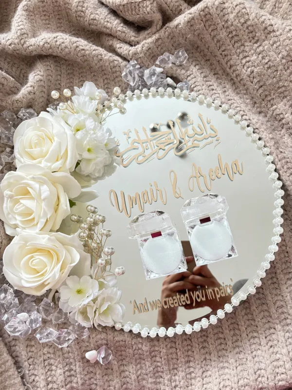 Ring plate accessories: acrylic mirror plate, ring box, decorative pearls—perfect for weddings, teen gift parties, and birthdays 5