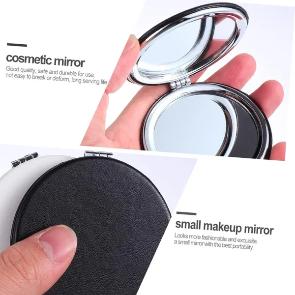 Customized Personalized Leather Makeup Mirror Pocket Folding Mirror Portable Small Makeup Artifact Hd Lens Double Sided Custom 3