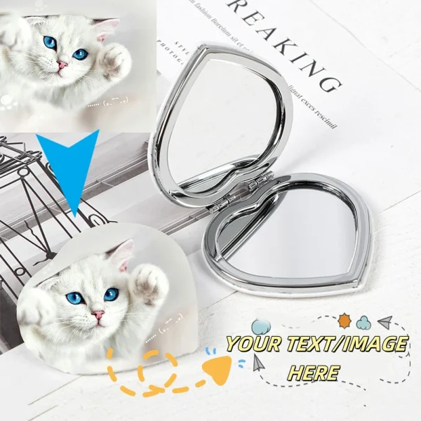 Customized Personalized Leather Makeup Mirror Pocket Folding Mirror Portable Small Makeup Artifact Hd Lens Double Sided Custom 6