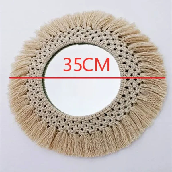 Diameter 35cm Macrame wall tapestry mirror round boho mirror wall macrame decorative mirror wall tapestry 2