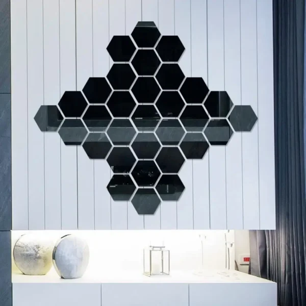12Pcs Hexagonal Self Adhesive Mirror 3D Mirror Wall Sticker Home Decor Decorations DIY Removable Living Room Decal Art Ornaments 5