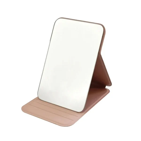 Woman MINI Folding Makeup Mirror High-quality Portable Pocket Makeup Mirror Single-side Creative Women Solid Color Handle Desk 2