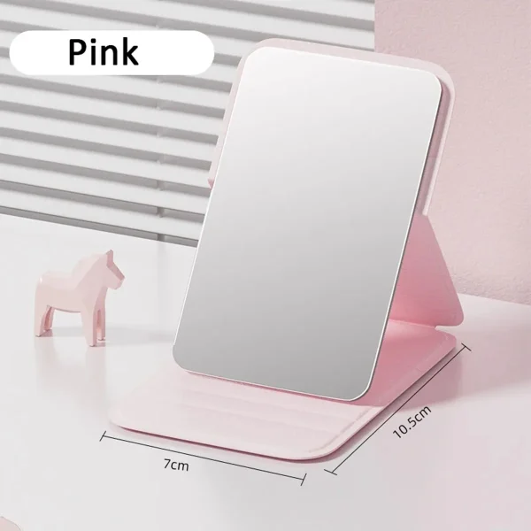 Woman MINI Folding Makeup Mirror High-quality Portable Pocket Makeup Mirror Single-side Creative Women Solid Color Handle Desk 6