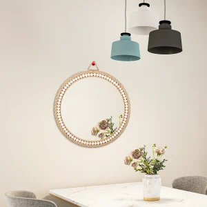 Hand-woven Nordic decorative hanging mirror creative hanging wall sofa porch homestay style background wall decor makeup mirror 1