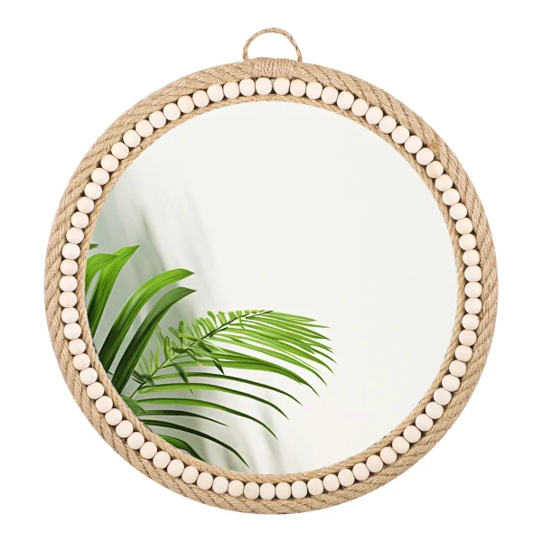 Hand-woven Nordic decorative hanging mirror creative hanging wall sofa porch homestay style background wall decor makeup mirror 2