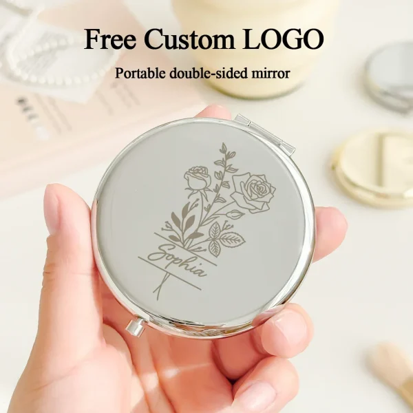 Free Personalized Compact Mirror Custom Pocket Makeup Mirror Wedding Favors Guests Fold Mirror Wedding Souvenir Bridal Gifts 3