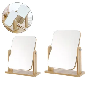 Makeup Mirror Standing Wooden Can Rotate 360 Degrees Generally Used In Dormitories And Homes Convenient To Use 1