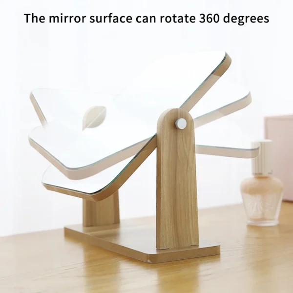 Makeup Mirror Standing Wooden Can Rotate 360 Degrees Generally Used In Dormitories And Homes Convenient To Use 5