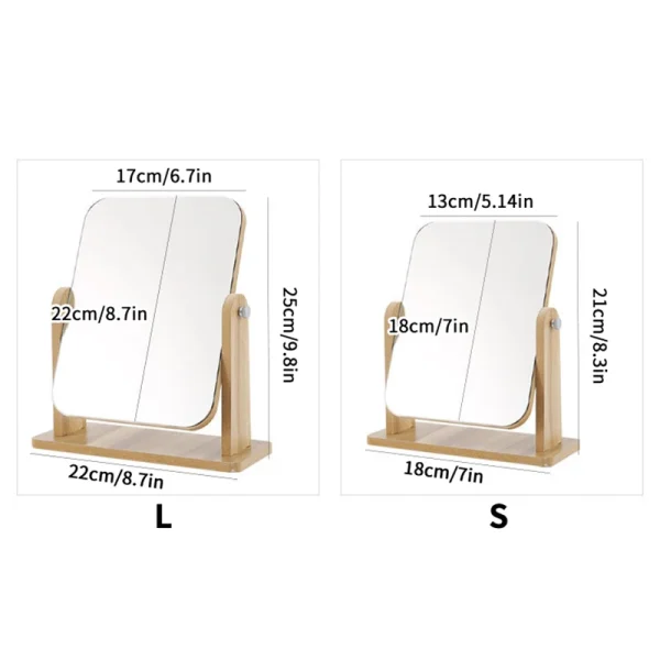 Makeup Mirror Standing Wooden Can Rotate 360 Degrees Generally Used In Dormitories And Homes Convenient To Use 6