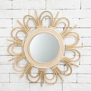 Decorative Mirror Rattan Innovative Art Makeup Mirror Dressing Bathroom Nordics Wall Hanging Mirror Ornament for Home Decoration 1