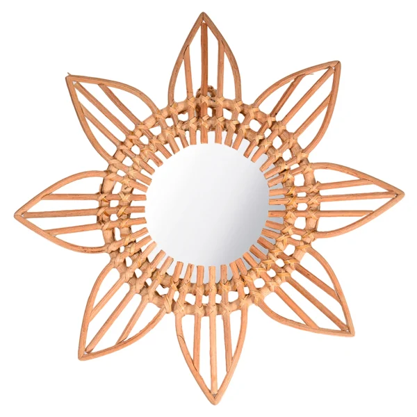 Decorative Mirror Rattan Innovative Art Makeup Mirror Dressing Bathroom Nordics Wall Hanging Mirror Ornament for Home Decoration 2